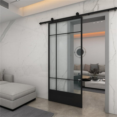 LVDUN Exterior Glass Pocket Door French Style Fireproof Steel Hidden Pocket Sliding Door Security Automatic Double Pocket Door